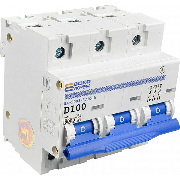 Автоматический выключатель Аско-Укрем ВА-2003 3р 100А (A0010030004) - фото №2