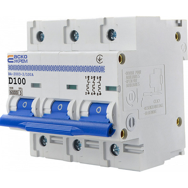 Автоматический выключатель Аско-Укрем ВА-2003 3р 100А (A0010030004) - фото №3
