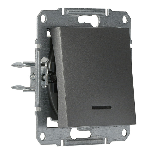 Вимикач із підсвічуванням без рамки сталь Asfora, EPH1400162 - фото №1