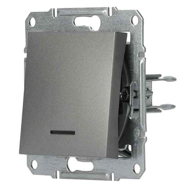 Вимикач із підсвічуванням без рамки сталь Asfora, EPH1400162 - фото №5