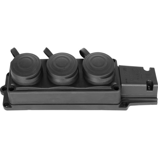 Каучукова потрійна колодка E.Next e.socket.rubber.029.3.16 16А із заземленням та захисною кришкою (s9100027) - фото №2