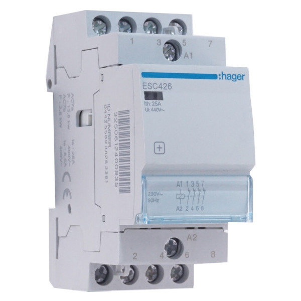 Контактор 25A ESC426 (4НЗ, 230В) 2м Hager