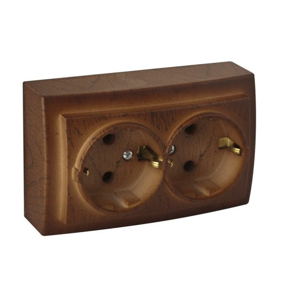 Розетка Nilson Themis горіх 2-на з заземленням ( 26271025 )