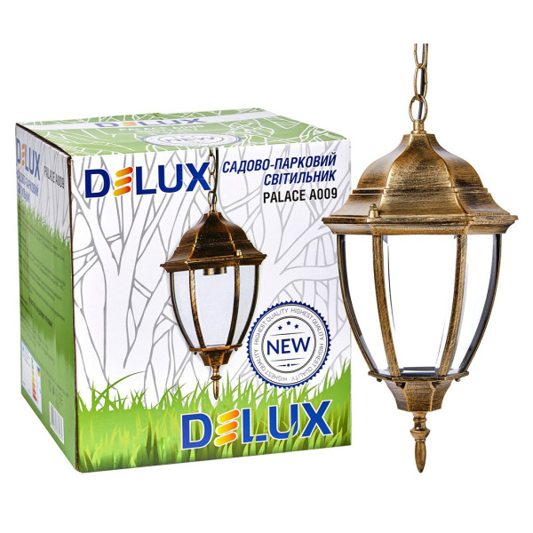 Світильник вуличний Delux Palace A009 60Вт Е27 чорне золото - фото №1