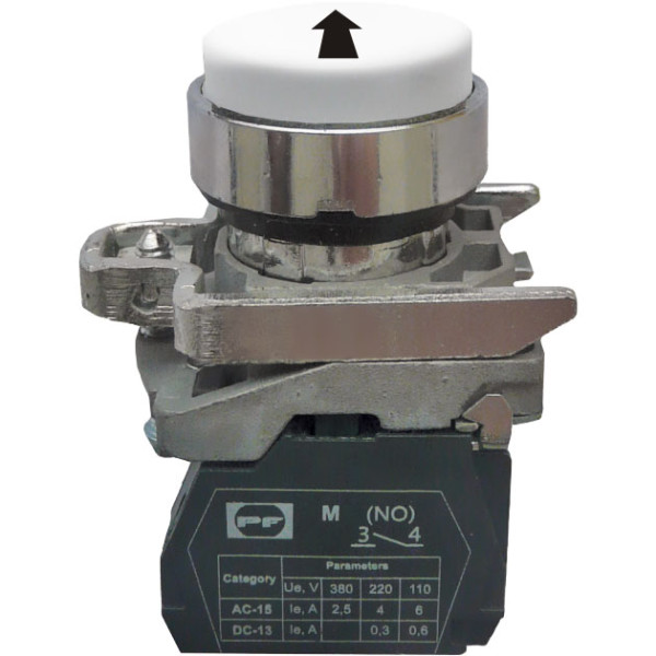 Кнопка Promfactor FP4-BL3341 1NО «чорна стрілка вгору» біла (FP4-BL3341)