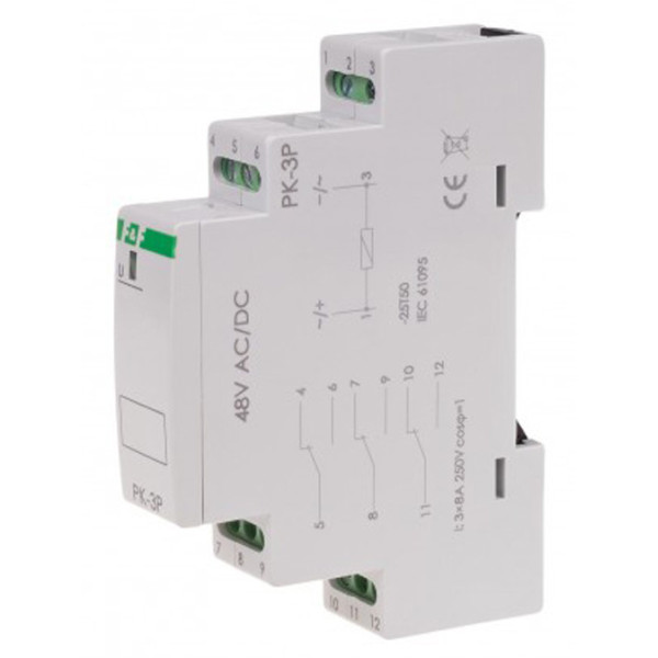 Допоміжне реле F&F PK-3P-48V 48В 3х8 А - фото №1