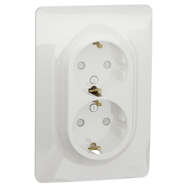 Двойная розетка Schneider Electric NU206718 (винтовой зажим) (алюминий)