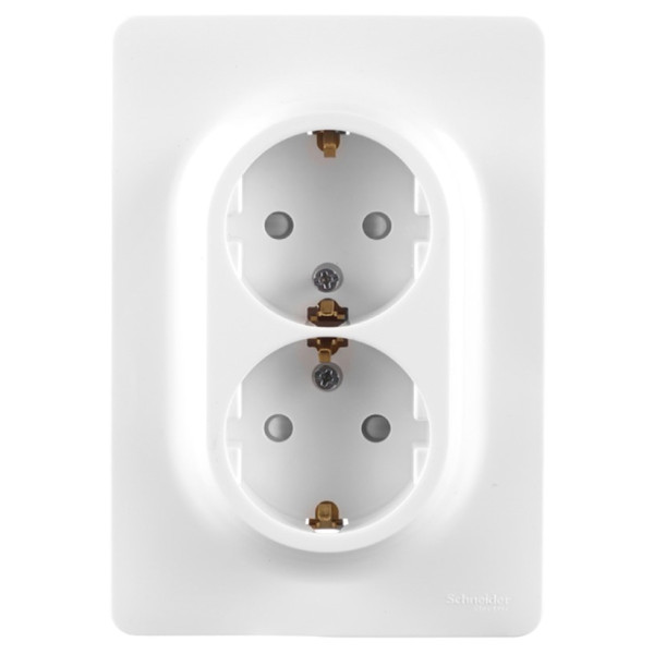 Двойная розетка Schneider Electric NU206718 (винтовой зажим) (алюминий) - фото №1