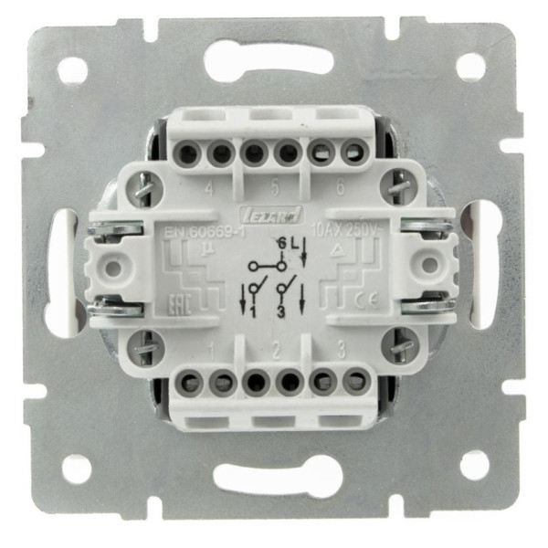 Двойной выключатель Lezard Rain (703-0288-101) (белый) - фото №2