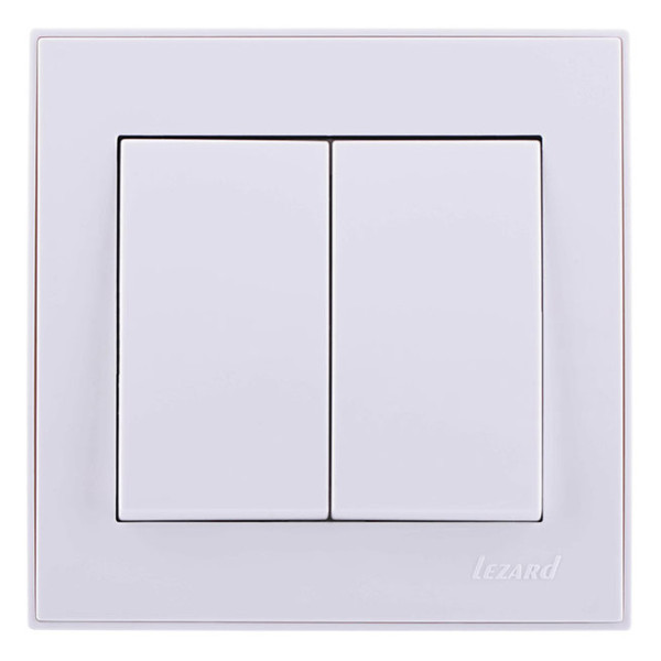 Двойной выключатель Lezard Rain (703-0288-101) (белый) - фото №4