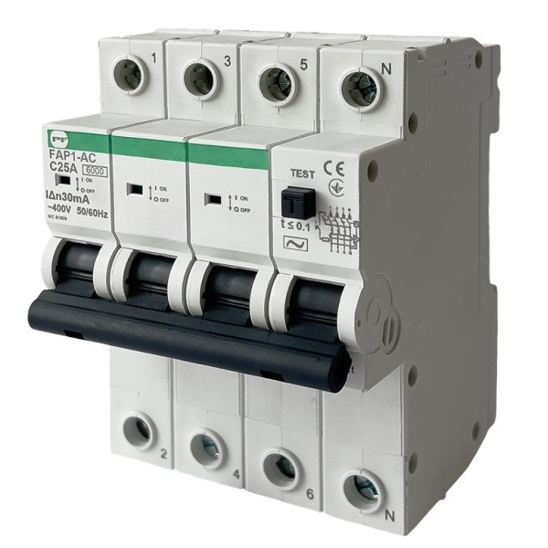 Автомат захисного відключення Promfactor FAP1-AC "C" 25А/0,03A 4P 6кА (FAP01C250304AC)