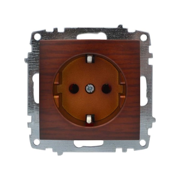 Розетка ELBI ZENA Woodline червоне дерево 1-на з заземленням без рамки ( 609-012900-217 )