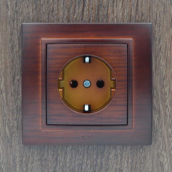 Розетка ELBI ZENA Woodline червоне дерево 1-на з заземленням без рамки ( 609-012900-217 ) - фото №4
