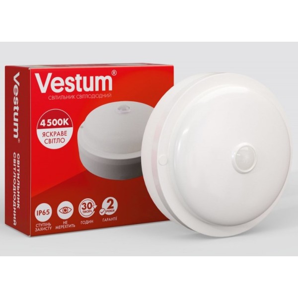 Круглый светильник Vestum 1-VS-7106 12Вт 4500K с датчиком движения - фото №1