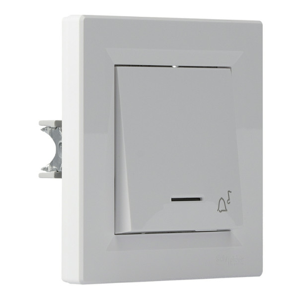 Выключатель кнопочный «Звонок» белый Asfora, EPH1700121 - фото №1