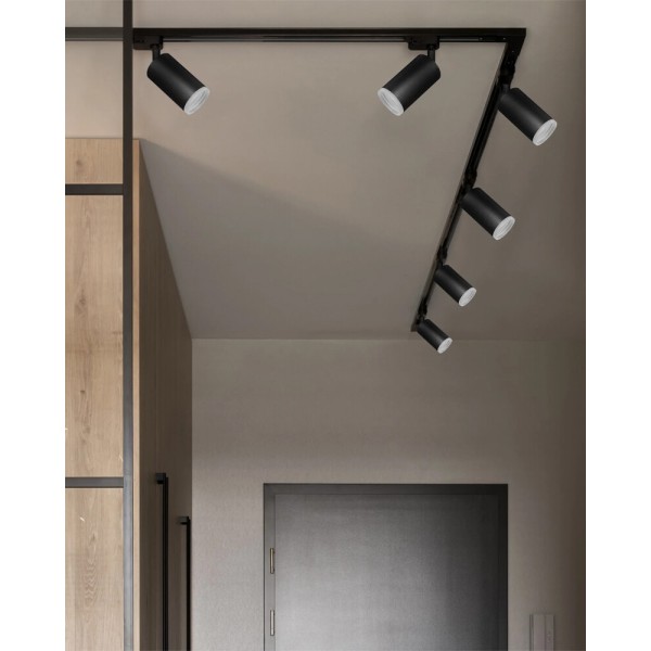 Комплект трековых светильников Goldlux 327932 London 2м GU10 6x10W IP20 1-фазный черный - фото №1