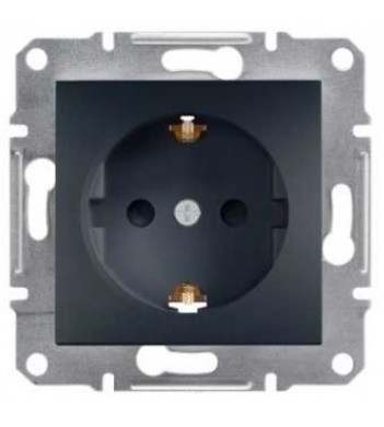 Розетка одинарная с защ.шторками без рамки антрацит Asfora, EPH2900271