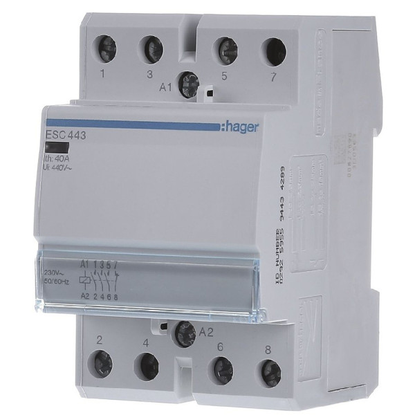 Контактор 40A ESC443 (3НО+1НЗ, 230В) 3м Hager