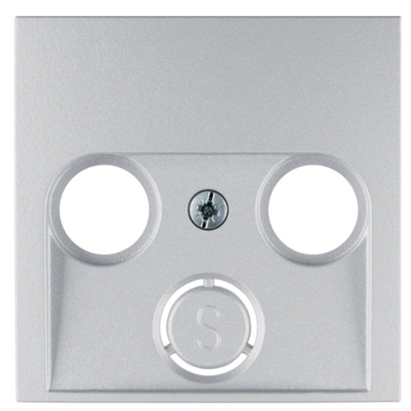 Накладка для антенной розетки 2/3 отверстия, алюминий Berker B.3/B.7