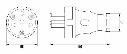 Четырехполюсная каучуковая переносная силовая вилка E.Next e.plug.rubber.030.25 25А (s9100028) - фото №1