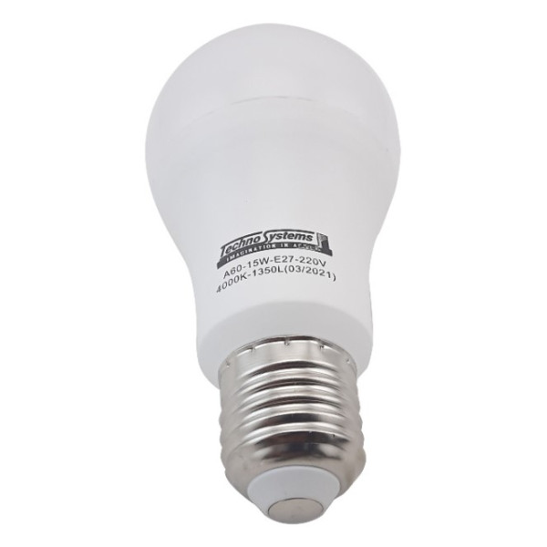 Світлодіодна лампа TNSy LED Bulb-A60-15W-E27-220V-4000K-1350L ICCD (TNSy5000042) - фото №1