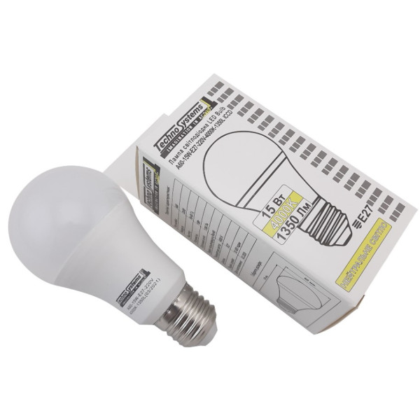 Світлодіодна лампа TNSy LED Bulb-A60-15W-E27-220V-4000K-1350L ICCD (TNSy5000042) - фото №3