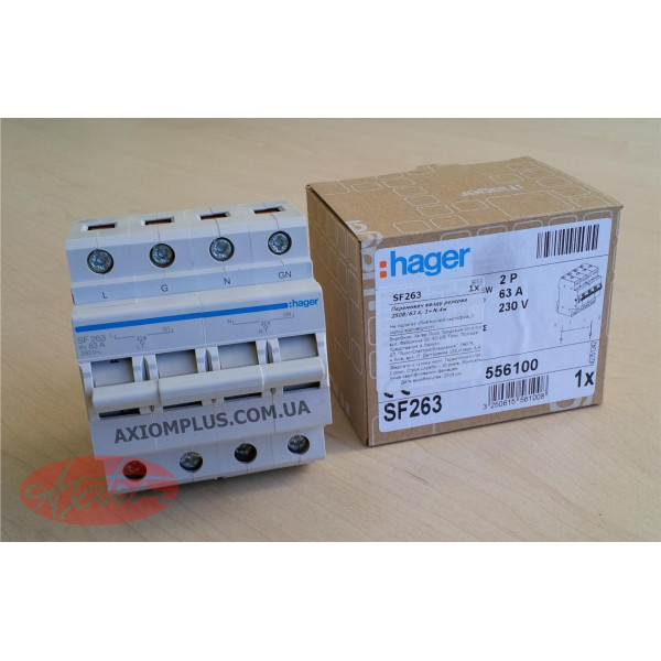 Перемикач Hager SF263 I-0-II 1+N 63А/230В 4м - фото №3