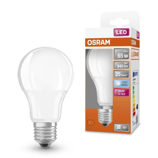Лампа светодиодная Osram LED CL A65 9Вт/840 12-36V FR E27 6х1 - фото №3