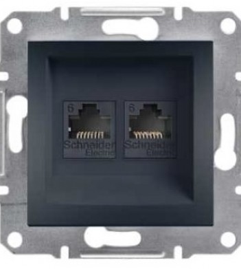 Розетка компьютерная 6 UTP двойная без рамки антрацит Asfora, EPH4800171