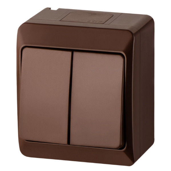Двоклавішний вимикач Elektro-Plast Hermes 0332-06 (коричневий)