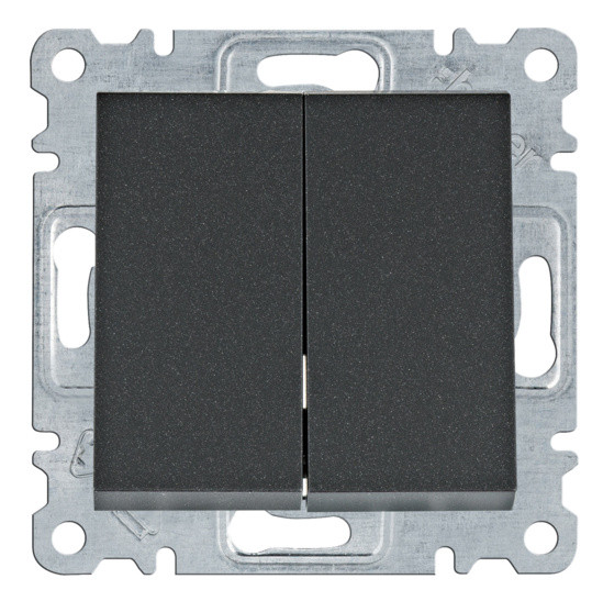 Двухклавишный выключатель Hager WL0043 Lumina 10АХ/230В (черный)