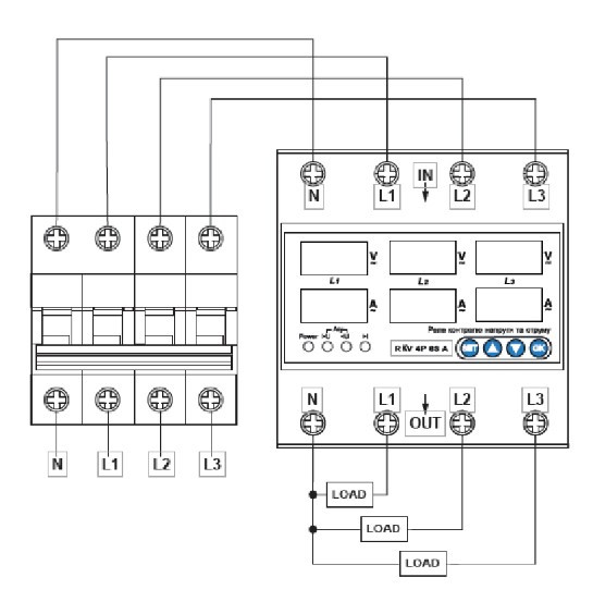 Реле контролю напруги та струму Аско-Укрем RKV 4P 63A - фото №1