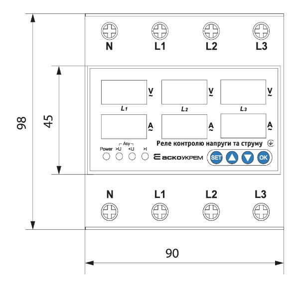 Реле контролю напруги та струму Аско-Укрем RKV 4P 63A - фото №3