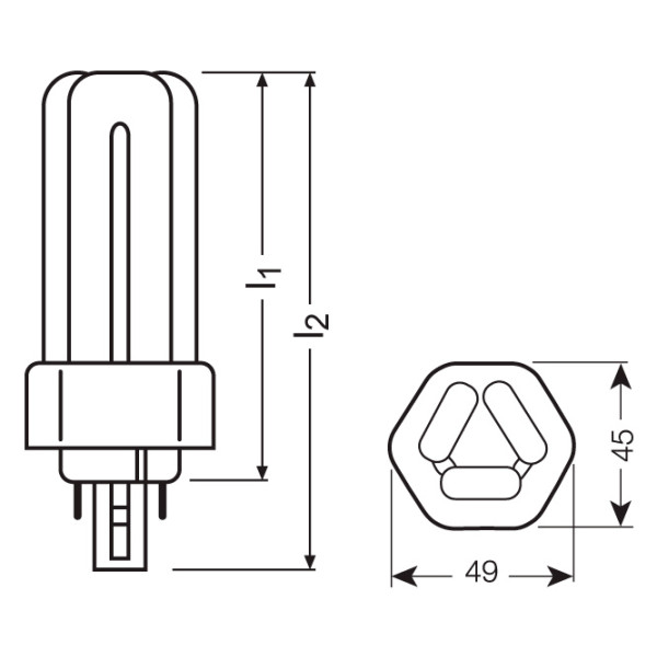 КЛЛ Osram Dulux T/E 18W/840 GX24Q-2 (4050300342221) - фото №1
