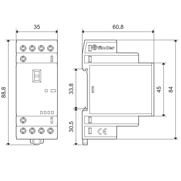 Контактор Finder 4NO 25A 220-240В AC/DC (223402304320) - фото №1