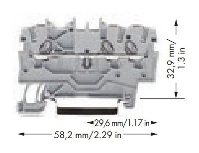 Проходная клемма Wago 2000-1306 для DIN-рейки 35х15 и 35х7,5 Push-in Cage Clamp® Ex e II 1мм² (желтая) - фото №1