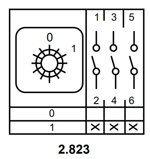 Пакетный переключатель Аско-Укрем ПКП Е9 2.823 A0110010019 (1-0 3 полюса) - фото №7