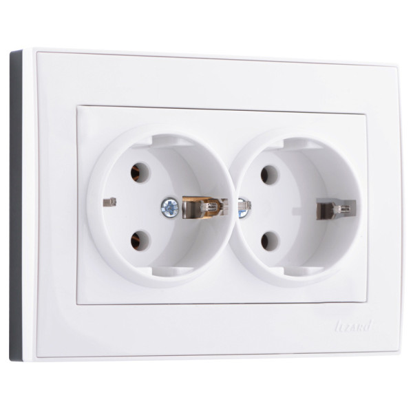 Подвійна розетка Lezard Rain (703-0202-127B) із з/к ПБТ (біла)