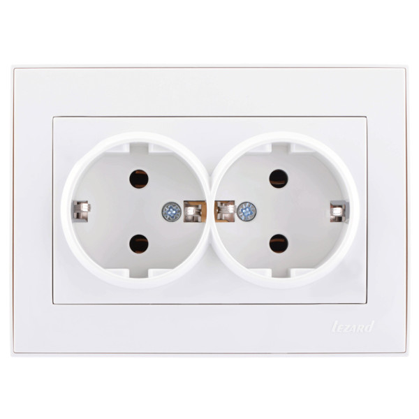 Подвійна розетка Lezard Rain (703-0202-127B) із з/к ПБТ (біла) - фото №1