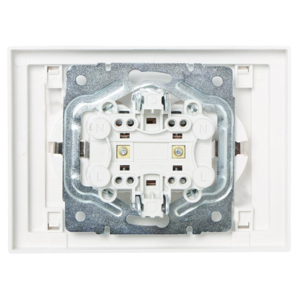 Подвійна розетка Lezard Rain (703-0202-127B) із з/к ПБТ (біла) - фото №2