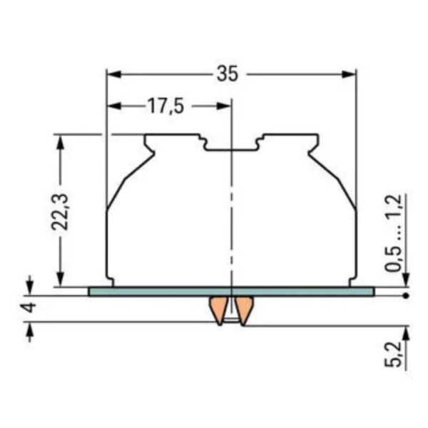 Клеммная колодка Wago 862-8504 N-PE-L1-L2 с штифтами и заземляющим контактом (черная) - фото №1