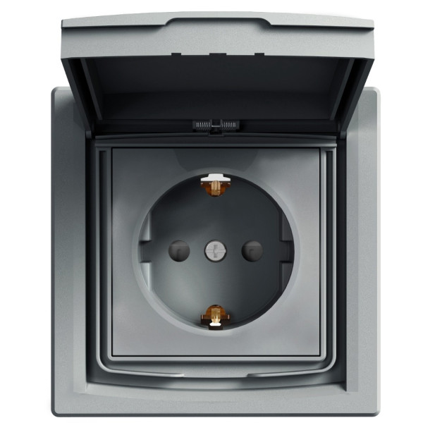 Розетка Schneider Electric Asfora EPH3100362 с заземлением и с шторками (сталь)