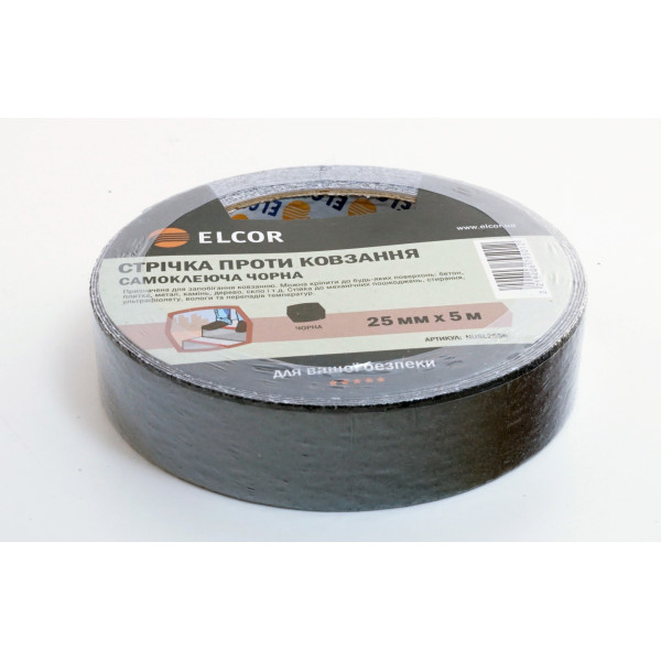 Самоклеюча антиковзна стрічка Elcor 40206795 NUSL255b 25мм (5м) чорна - фото №4