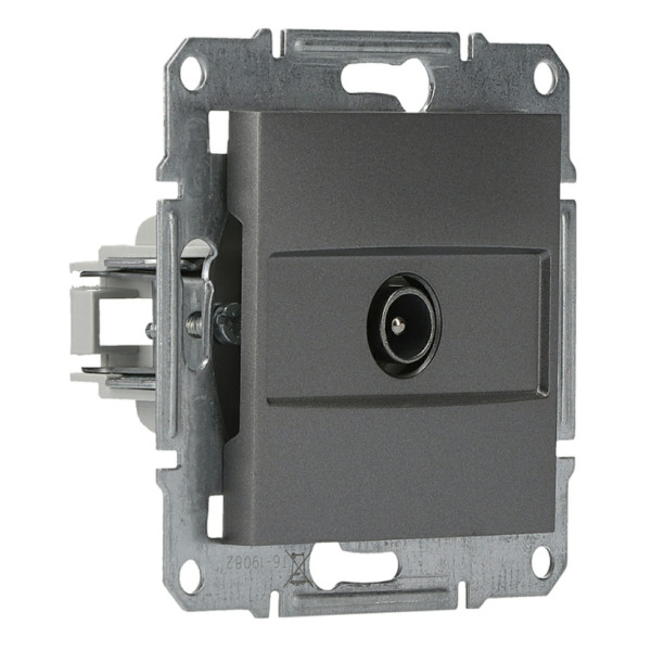 Розетка TV оконечная без рамки сталь Asfora, EPH3200162 - фото №1