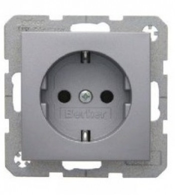 Розетка алюминий, 16А/250В Berker B.3/B.7 - фото №1