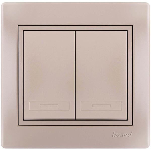 Вимикач 2-кл. перлово-білий Mira, Lezard