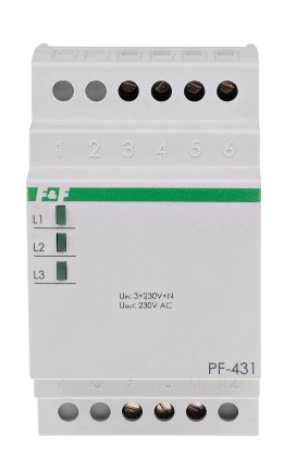 Автоматичний перемикач фаз F&F PF-431i 3х400В+N 16А (160А/20 мс)