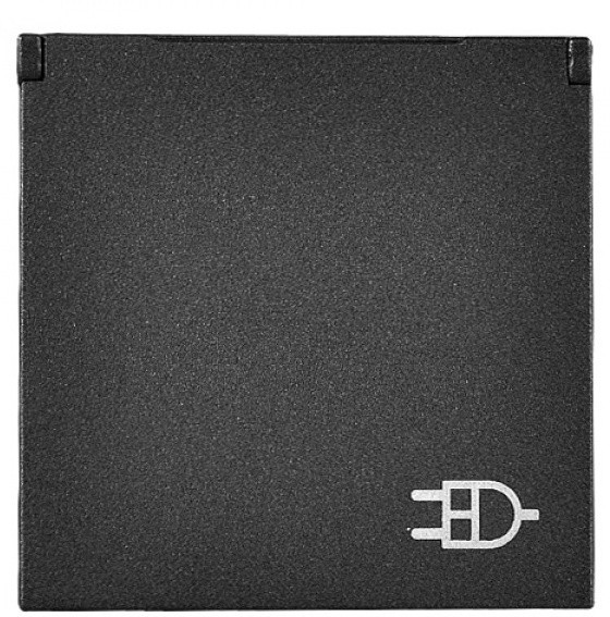 Механізм розетки ABB Zenit N2288.1 AN 2М із заземленням та кришкою (антрацит)