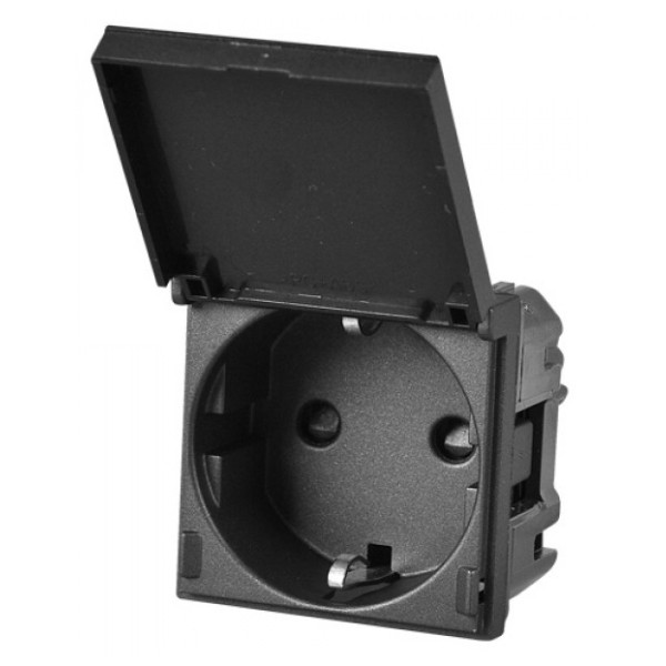 Механізм розетки ABB Zenit N2288.1 AN 2М із заземленням та кришкою (антрацит) - фото №3