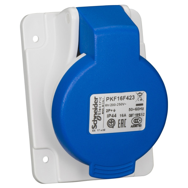Силовой разъем скрытого монтажа Schneider Electric PKF16F423 16А 2P+E IP44 250В